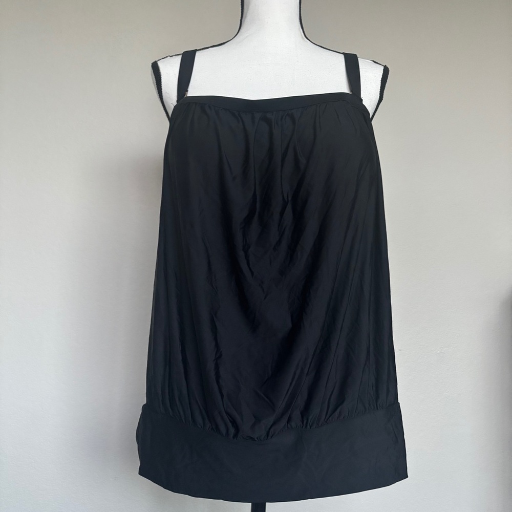 Swimsuits For All Tankini Top Solid Black Bandeau Strap Women's Plus Size 18 NWT